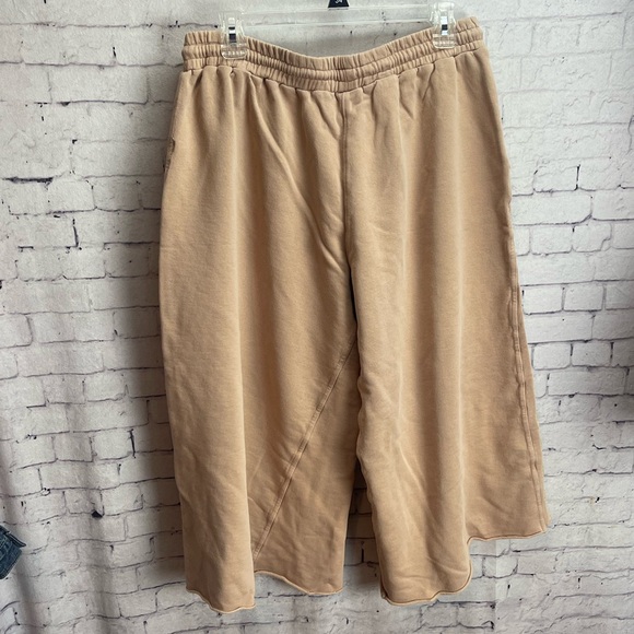 Ivy Jane wide leg cropped pants size large tan - Picture 2 of 7